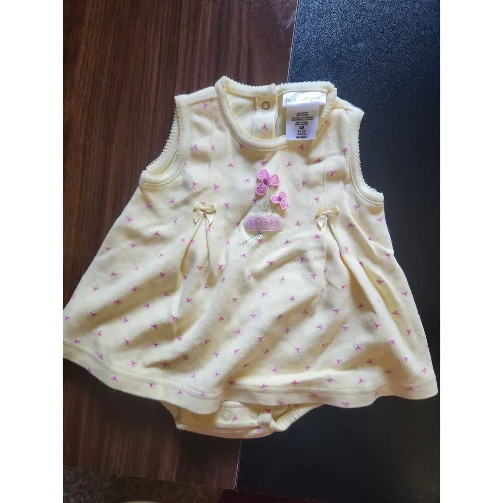 Carter's Just One You Baby Girl 3M Yellow Butterfly Dress Bodysuit Onesie